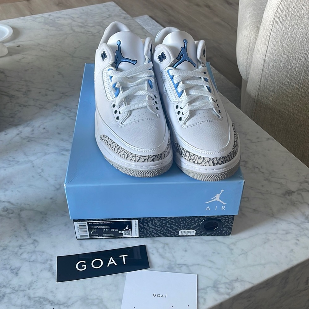 Air Jordan 3 retro white blue tech grey